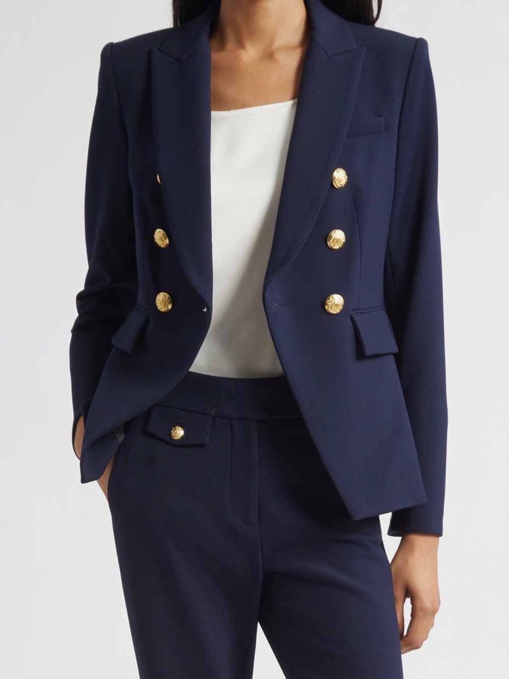 Veronica Beard Navy Miller Dickey Jacket with Gold Buttons